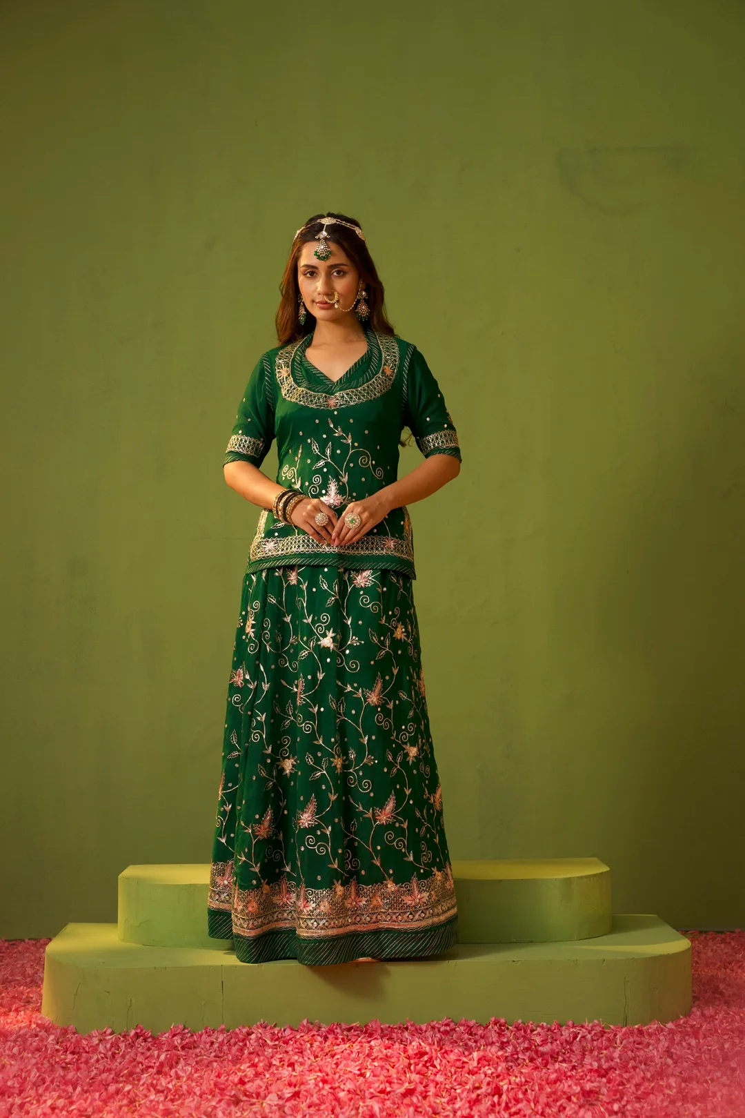 Dark Green Rajputi Poshak - Image 3