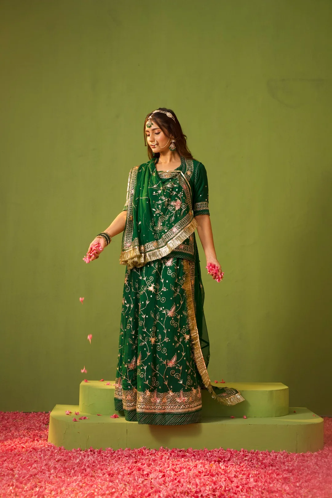 Dark Green Rajputi Poshak