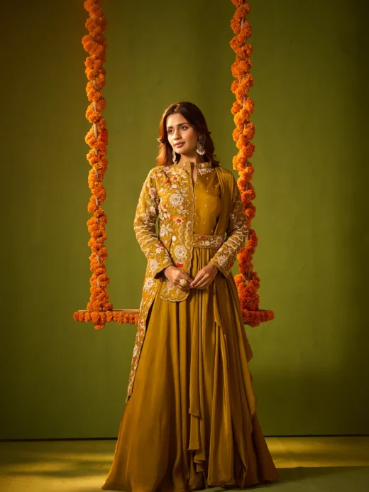 Mustard Crepe Gown