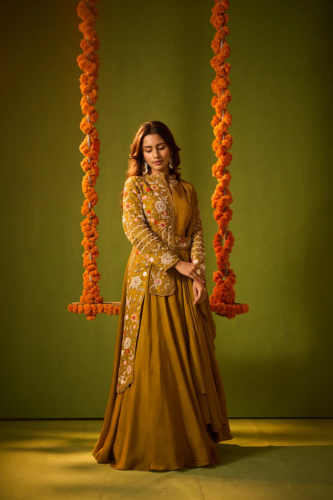 Mustard Crepe Gown - Image 2