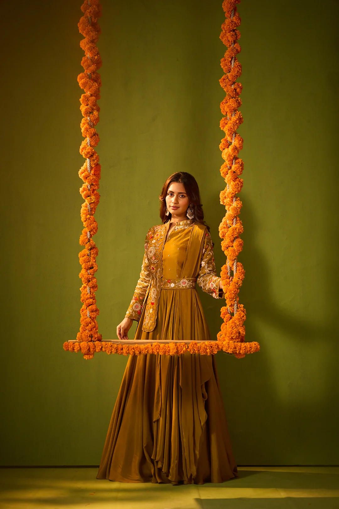Mustard Crepe Gown - Image 3