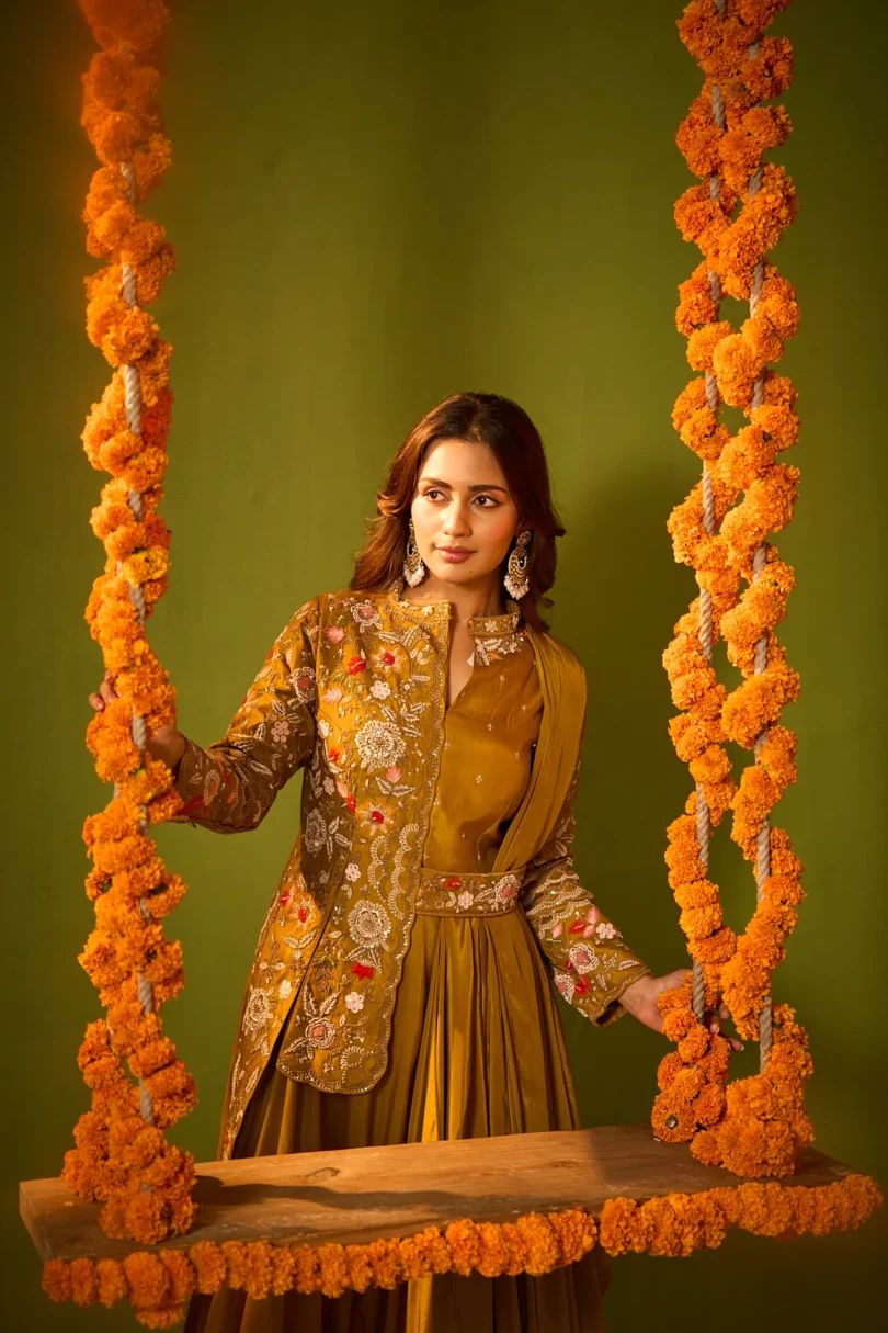 Mustard Crepe Gown - Image 4