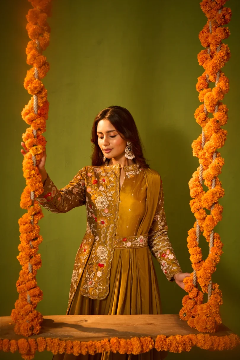 Mustard Crepe Gown - Image 5