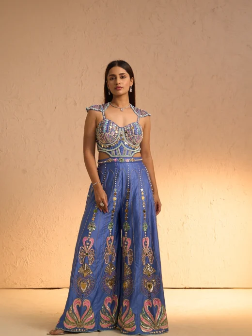 Royal Blue Embroidered Jumpsuit