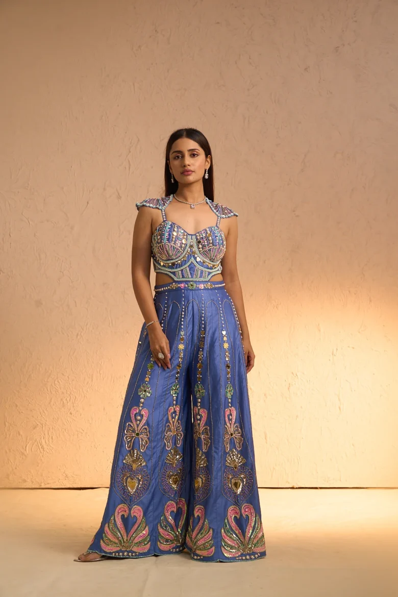Royal Blue Embroidered Jumpsuit