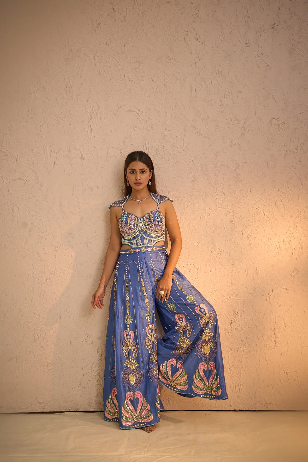 Royal Blue Embroidered Jumpsuit - Image 3