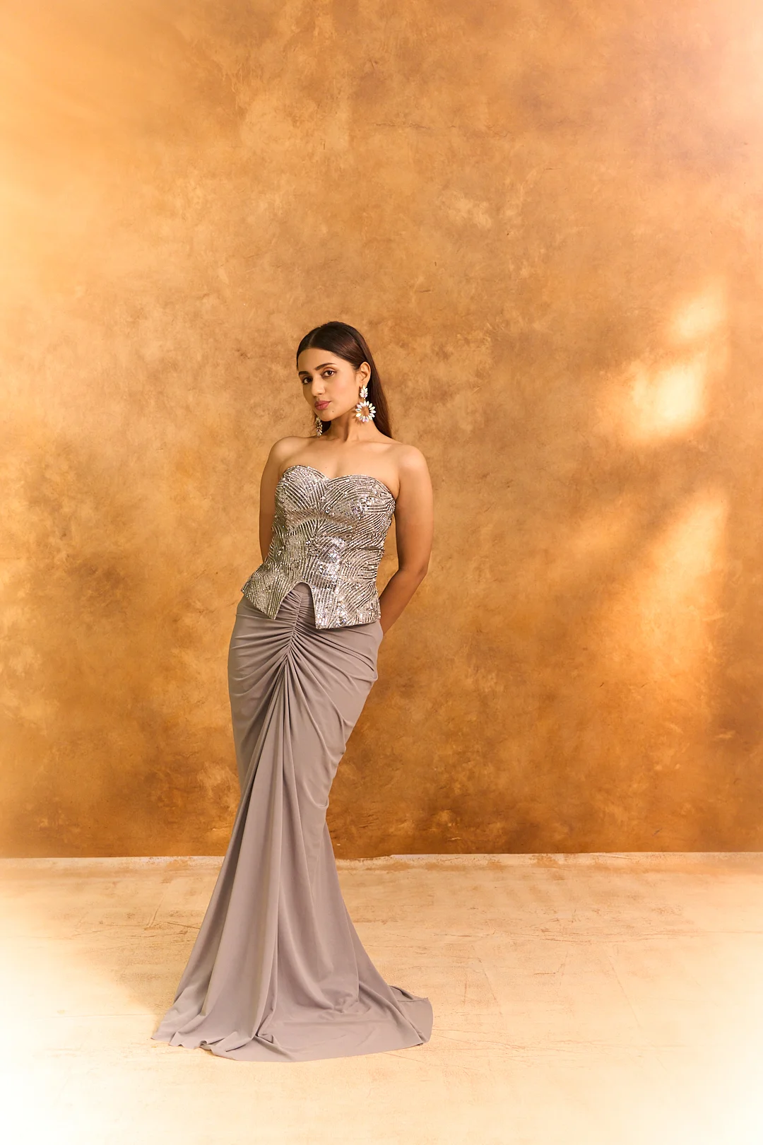 Grey Sequined Corset with Mermaid Skirt - Image 5