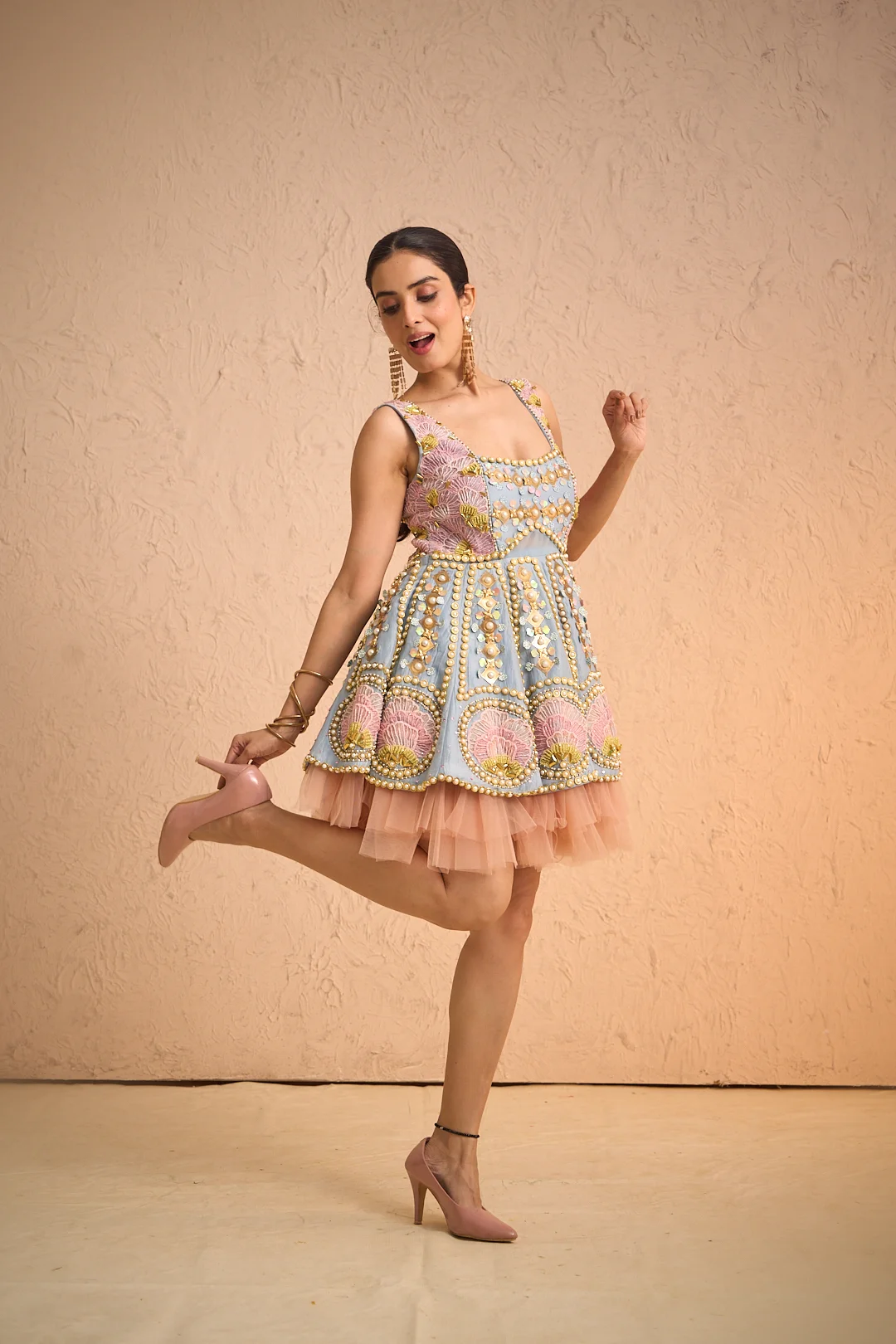 Embroidered Babydoll Dress