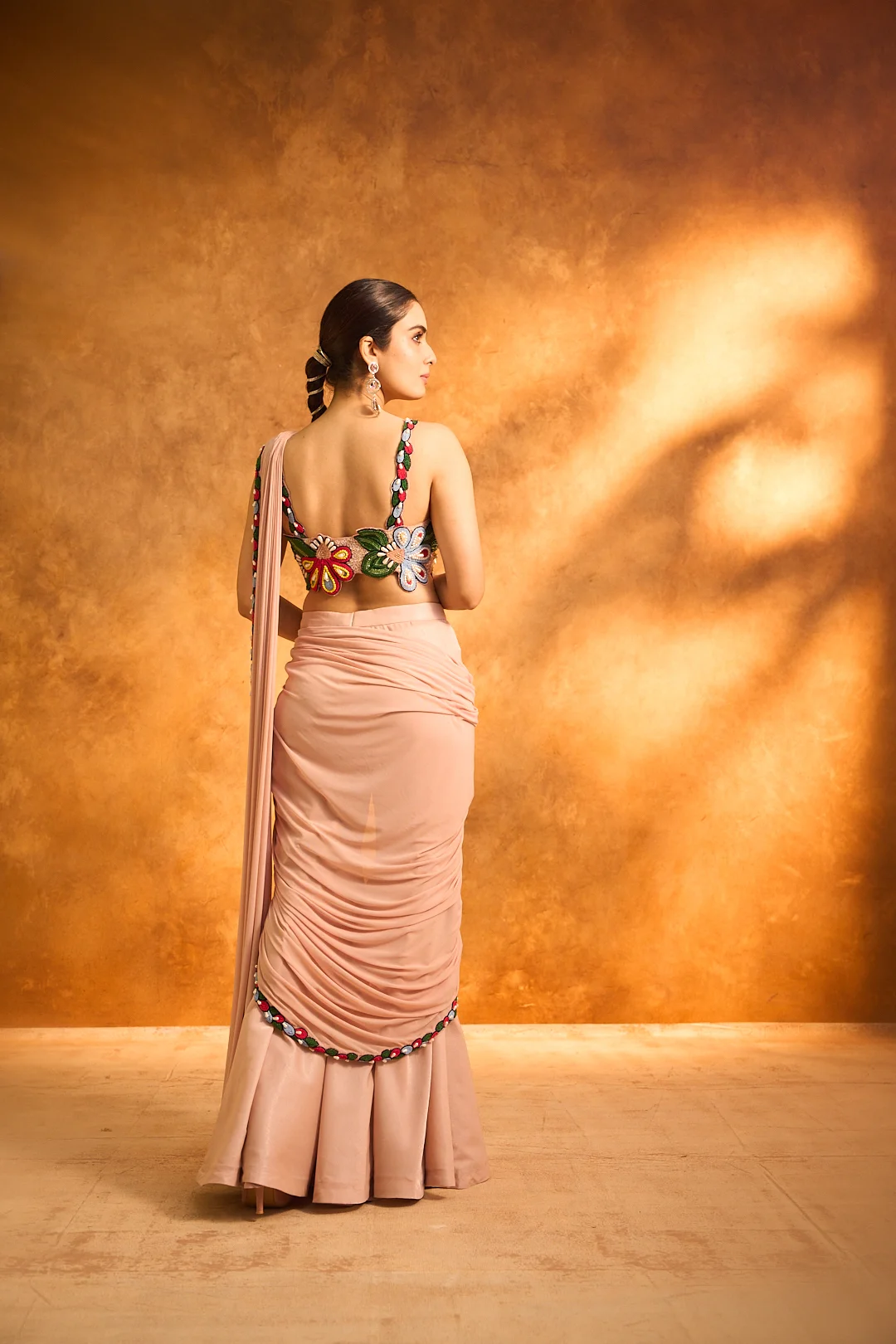 Peach Embroidered Sharara Set - Image 5