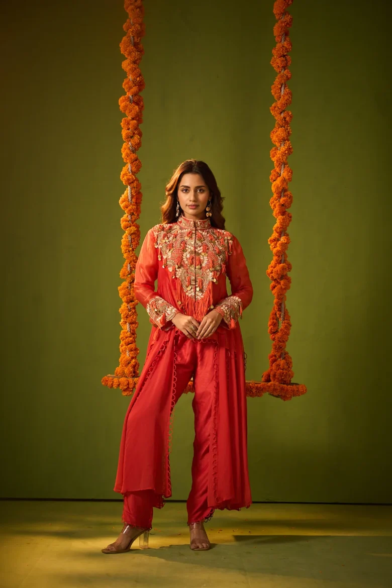Orange Embroidered Co-ord Set