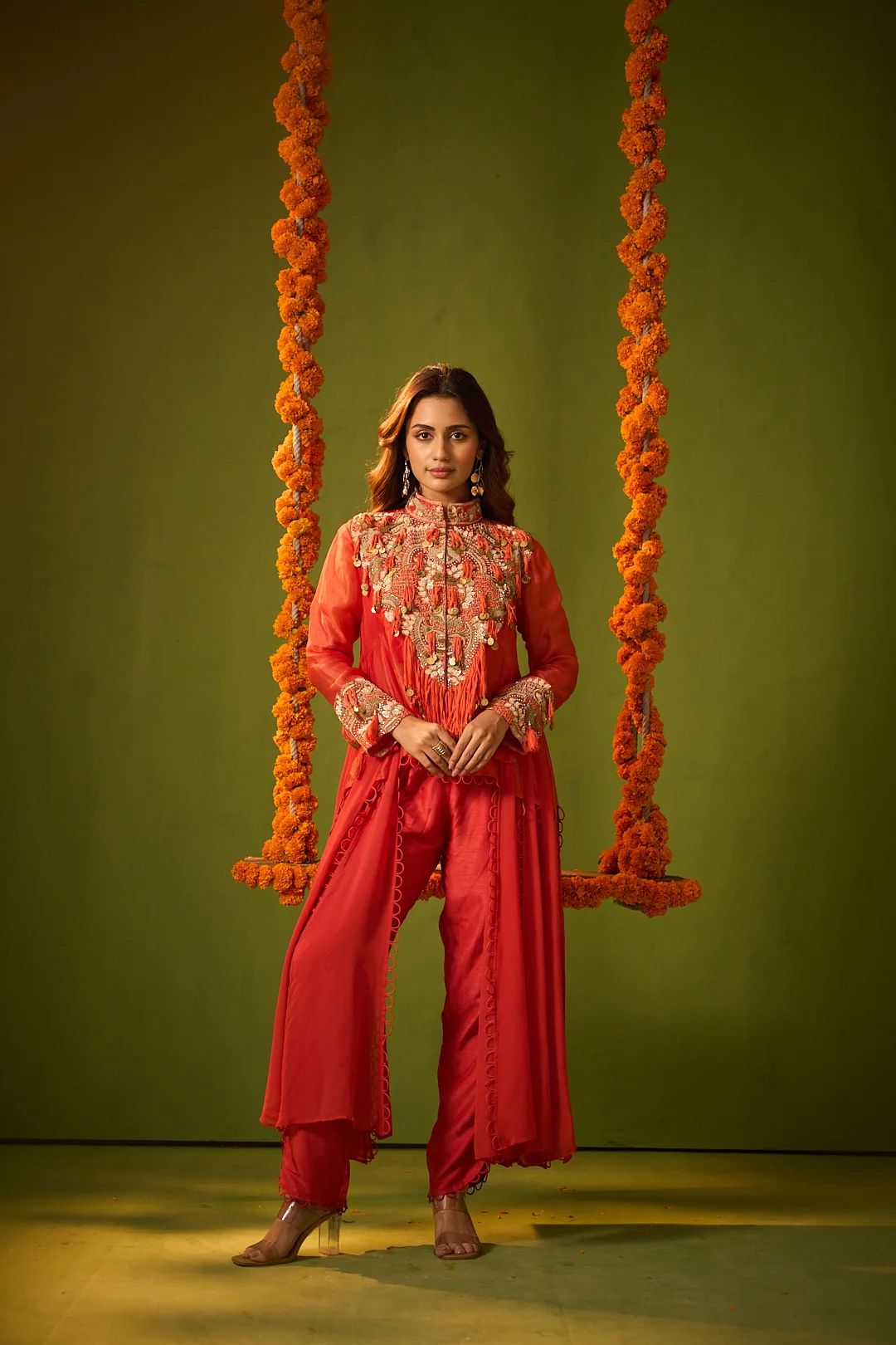 Orange Embroidered Co-ord Set