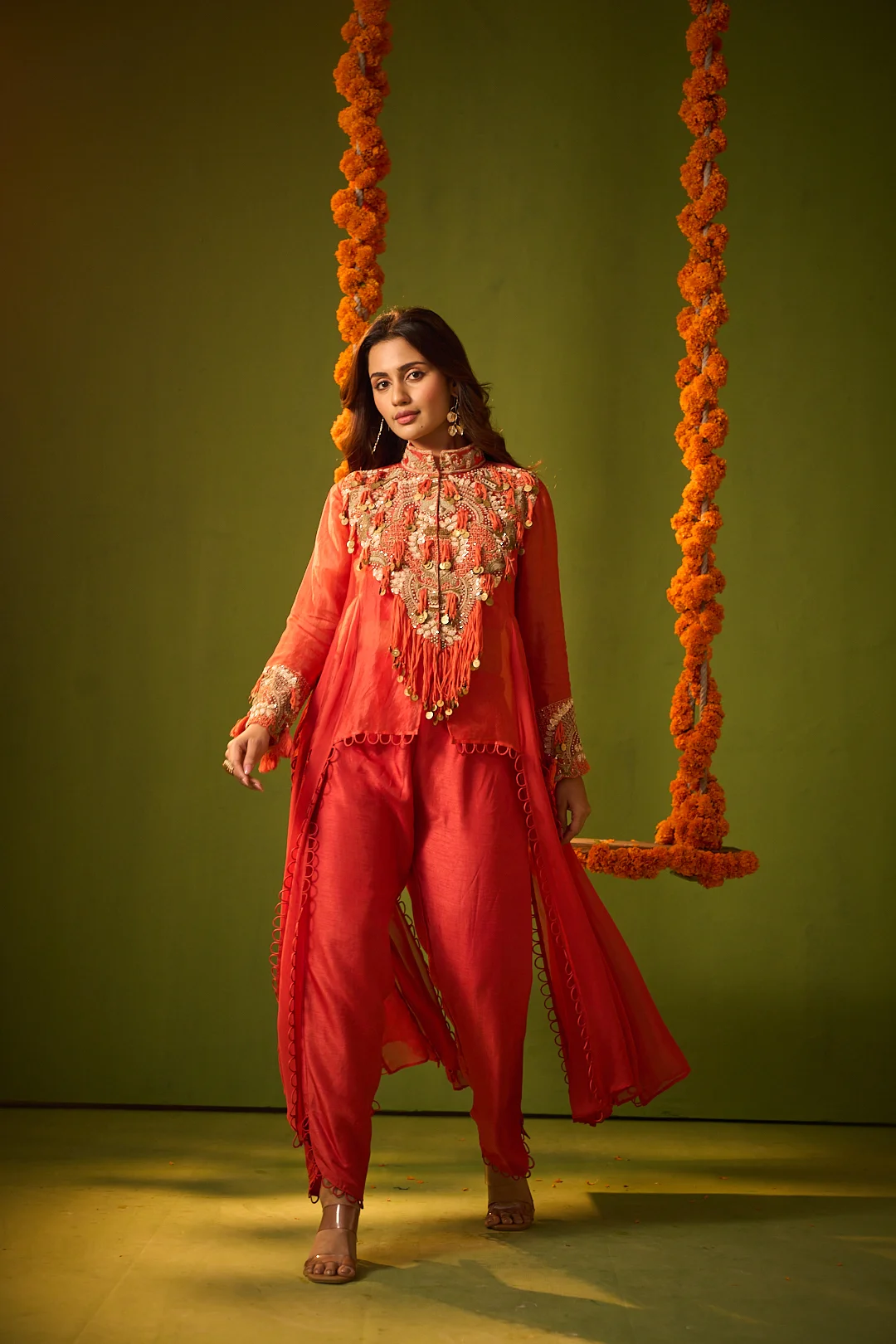 Orange Embroidered Co-ord Set - Image 2