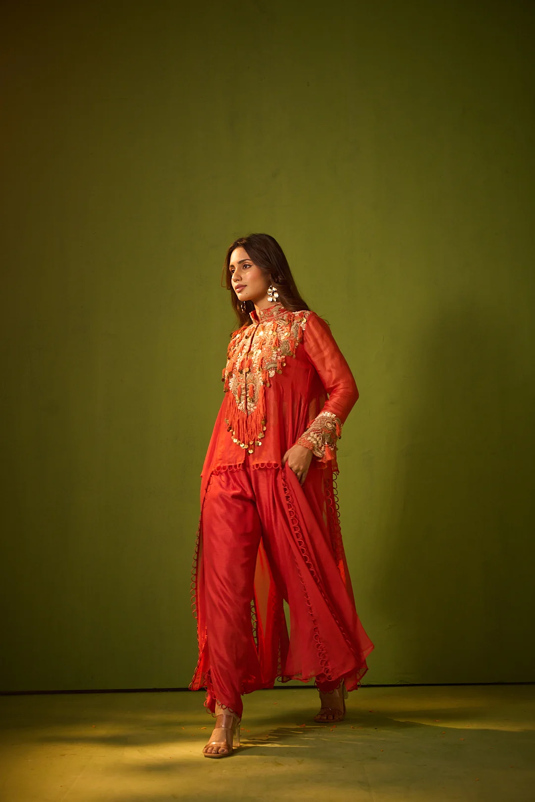 Orange Embroidered Co-ord Set - Image 3
