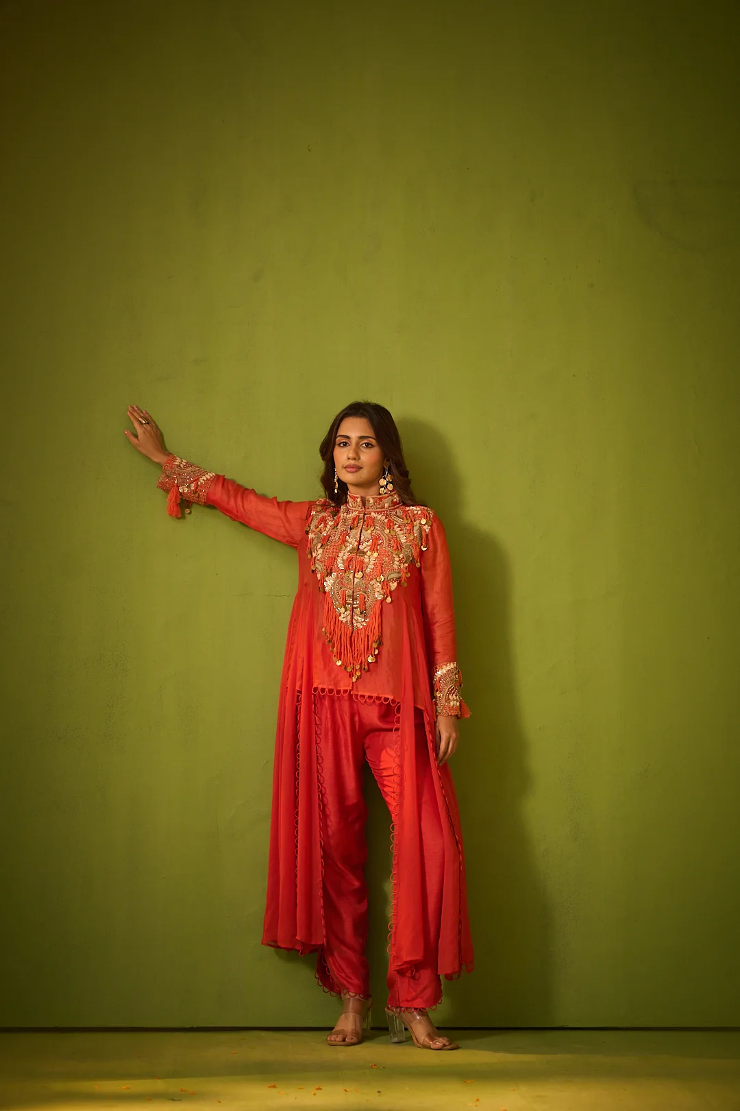 Orange Embroidered Co-ord Set - Image 4