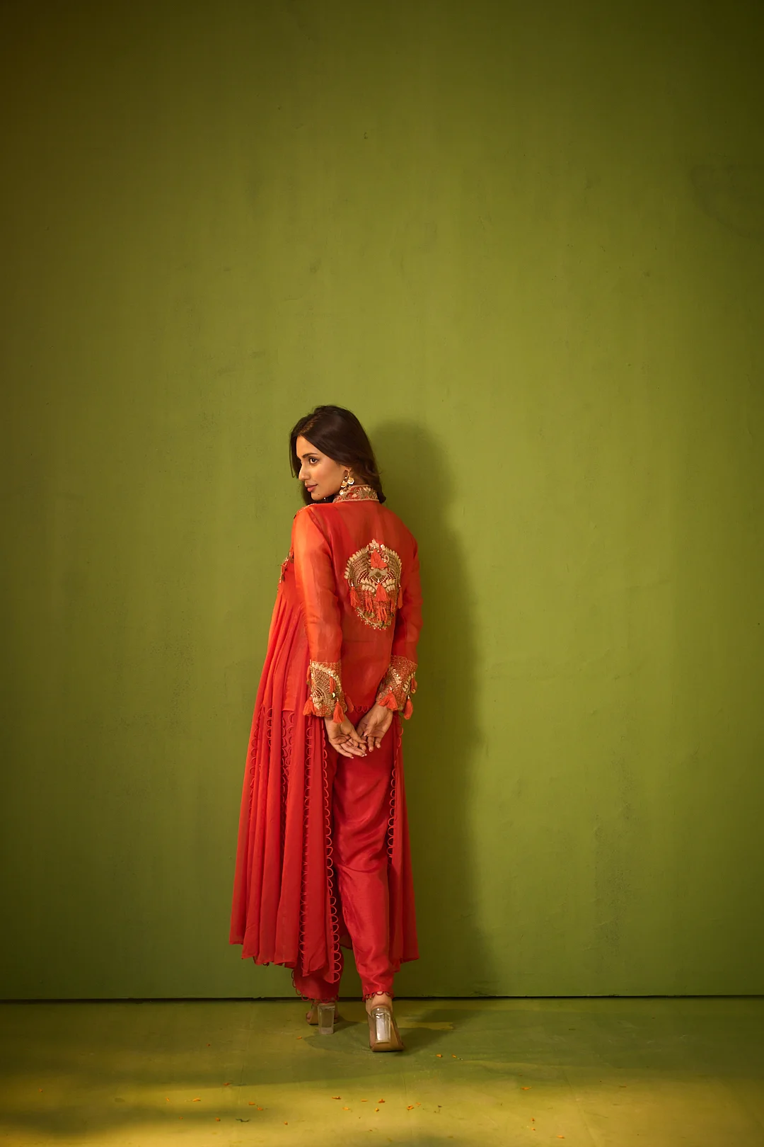 Orange Embroidered Co-ord Set - Image 5