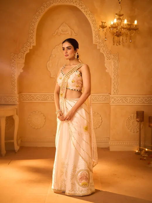 White Embroidered Pant Set